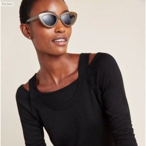 Anthropologie Jamie Open-Shoulder Knit Top Size SP